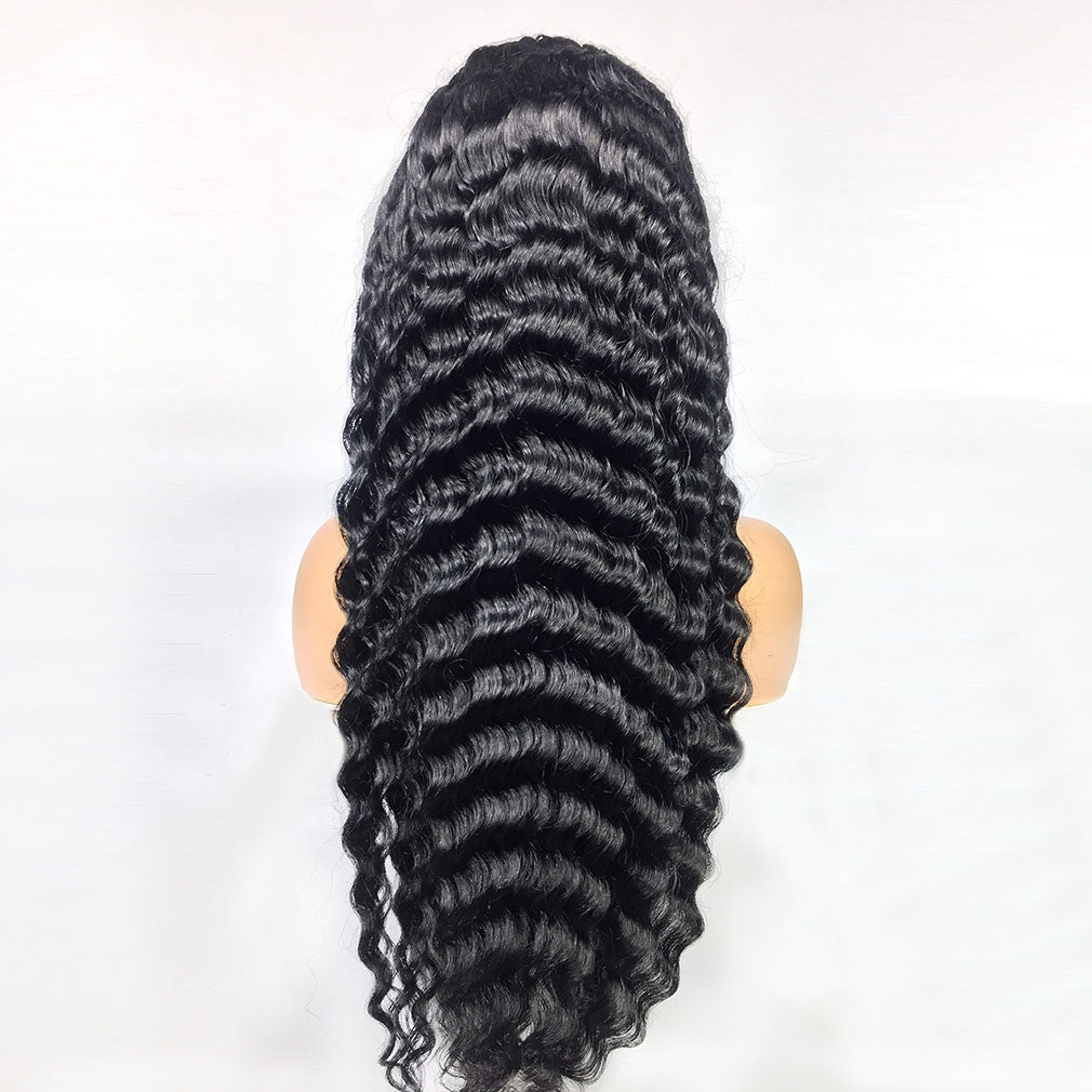 Deep Wave Human Hair Black Wigs | Honeybee77