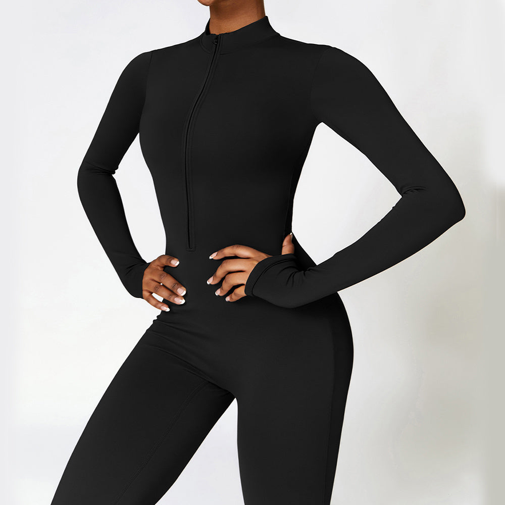 Warm Zipper Jumpsuit – Yoga & Fitness Bodysuit | Honeybee77