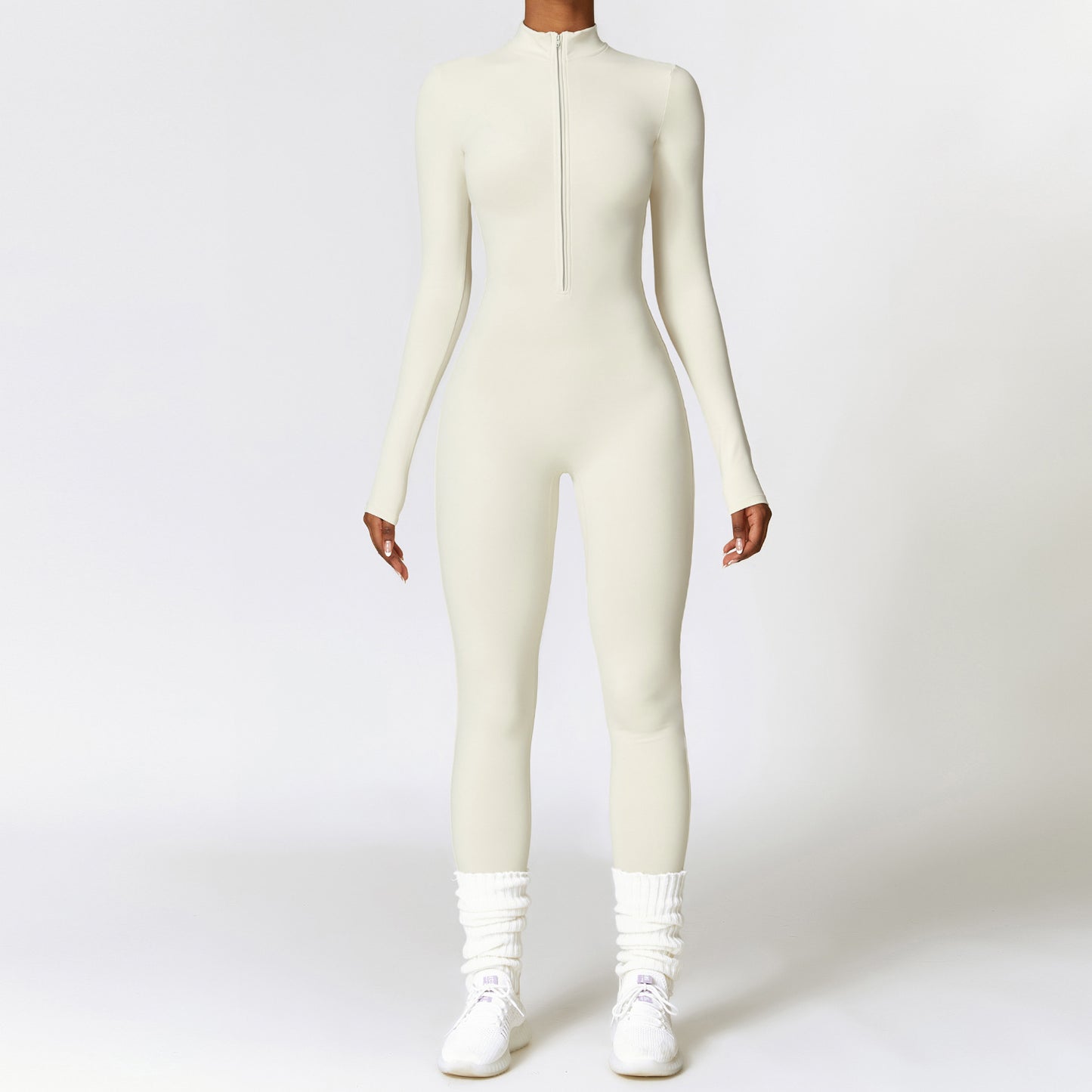 Warm Zipper Jumpsuit – Yoga & Fitness Bodysuit | Honeybee77