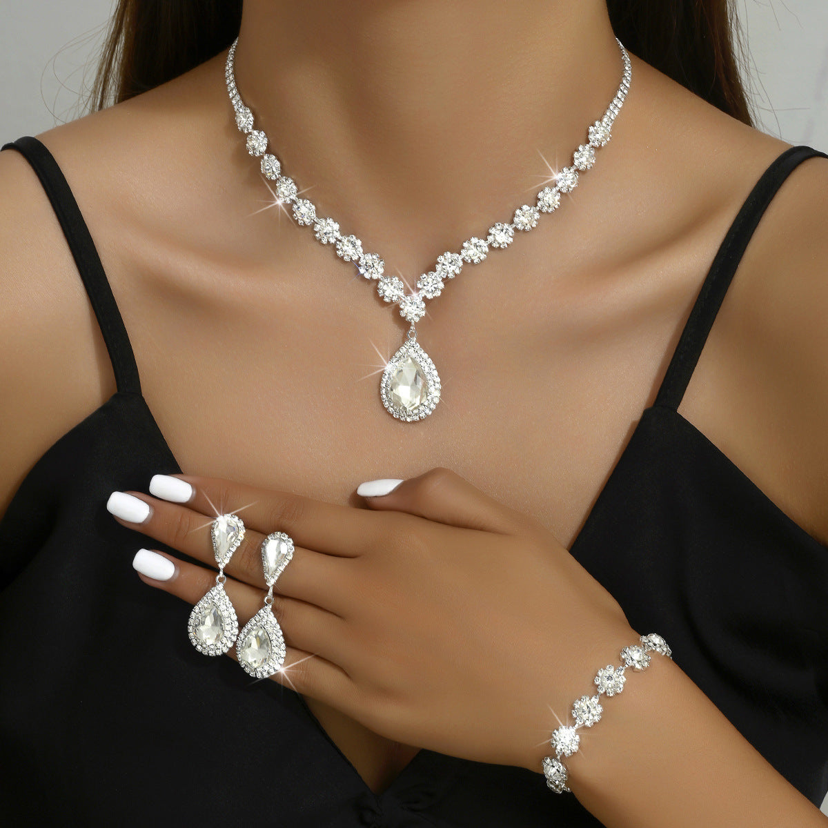 Elegant Bridal Jewelry Set | Necklace, Earrings & Bracelet